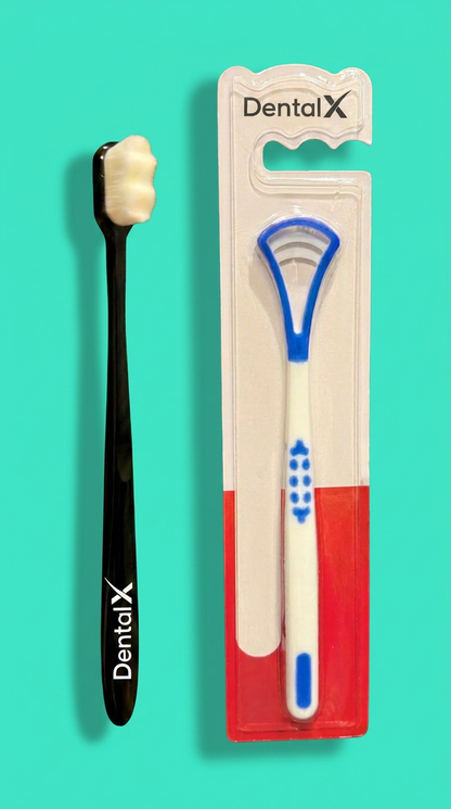 DentalX Oral Care Kit - Tongue Cleaner + Nano Brush